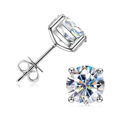 Anziw 2023 Trendy Stud Earrings for Women 100% 3-11mm 0.1-5.0ct D Color Moissanite 925 Sterling Silver Sparkling Wedding Jewelry