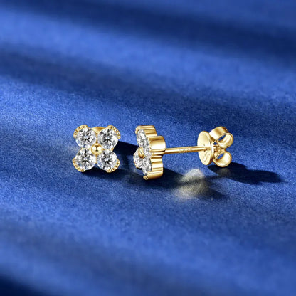 Trendy Clover Flower Stud Earrings 3mm D Moissanite Lab Diamond 100% Real 925 Silver Piercing Ear Jewelry for Women Gifts 2025