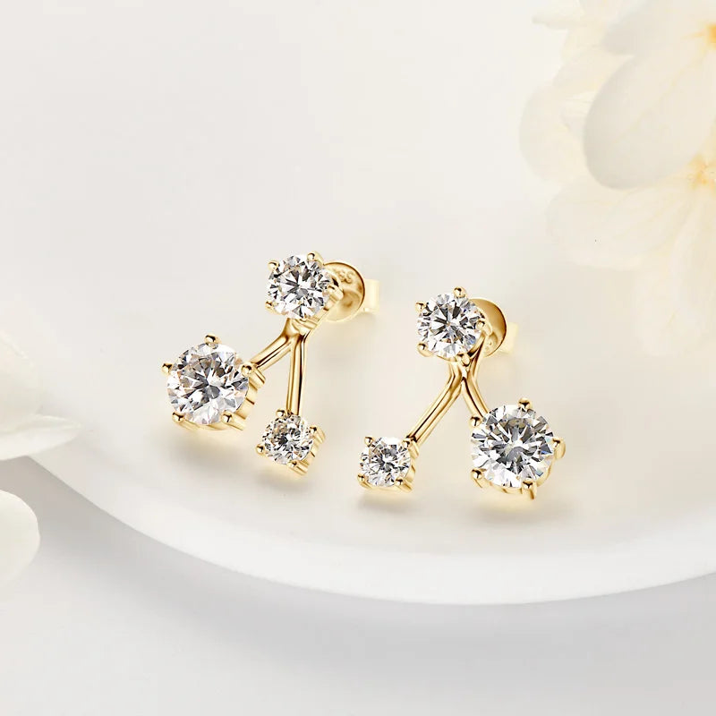 Anziw Trendy Dual Use Earrings Jackets 925 Sterling Silver D Color Moissanite Ear Jacket Studs for Women Jewelry Valentine Gifts