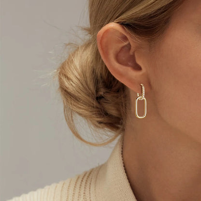 Anziw Convertible Paperclip Link Hoop Earring 925 Sterling Silver Round Moissanite Earrings Jewelry for Women Gift Wedding Party