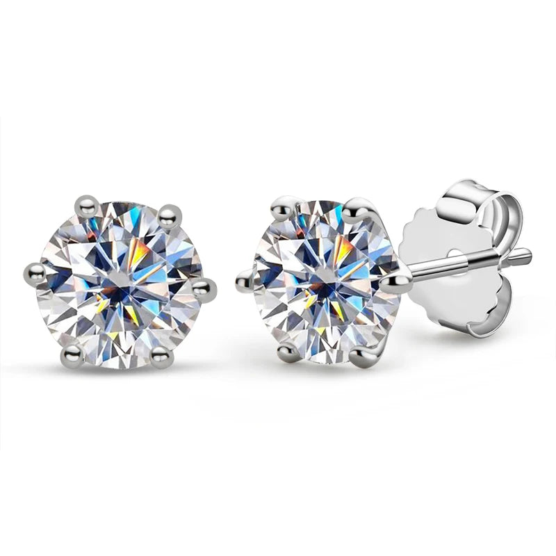 Original 1CT 2CT 3CT D Color Moissanite Earrings for Men Women Real Silver 925 Piercing Stud Earrings Fine Jewelry & Certificate
