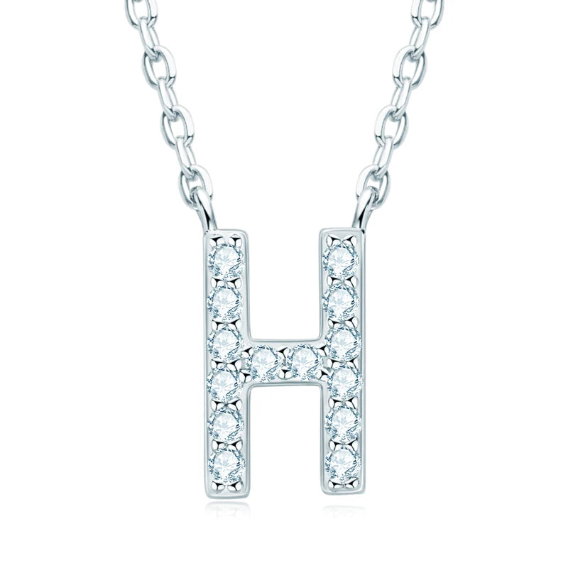 Anziw Initial Moissanite 26 Letter Pendant Necklace for Women Men Real Silver 925 Name Pendant Fine Jewelry Valentine's Day Gift