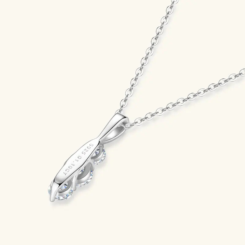 Anziw 1.1ctw. D Moissanite Pendant Necklace for Women 925 Silver Three-Stone Vertical Bar Pendants Adjustable Chain Jewelry Gift