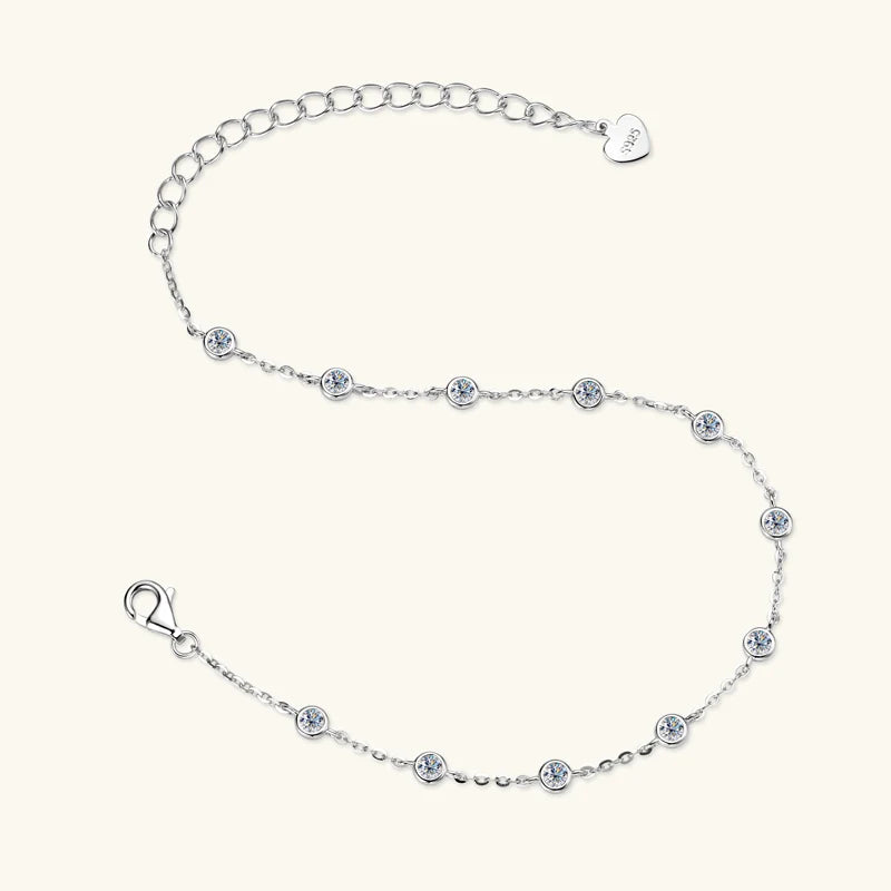 Anziw Fashion 925 Sterling Silver Bubble Bracelet 2.5mm D Color Bezel Moissanite Bracelets for Women Birthday Gift Fine Jewelry