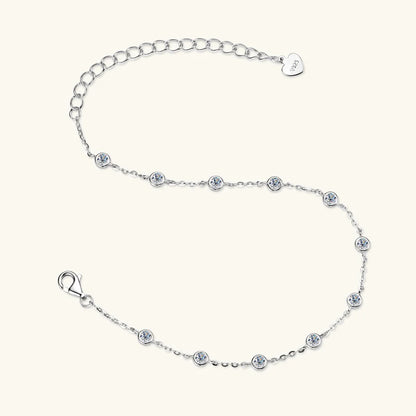 Anziw Fashion 925 Sterling Silver Bubble Bracelet 2.5mm D Color Bezel Moissanite Bracelets for Women Birthday Gift Fine Jewelry