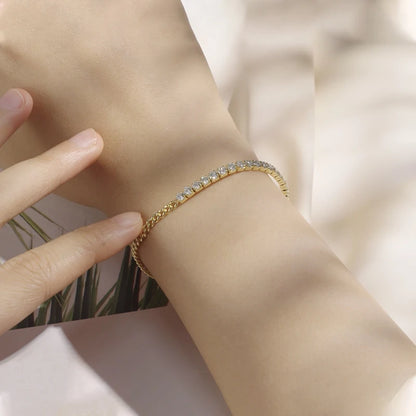 18k Gold Plated Half Tennis Bracelet 2mm 3mm D Moissanite Cuban Bracelet Real 925 Silver Chain for Women Men Certified Jewelry