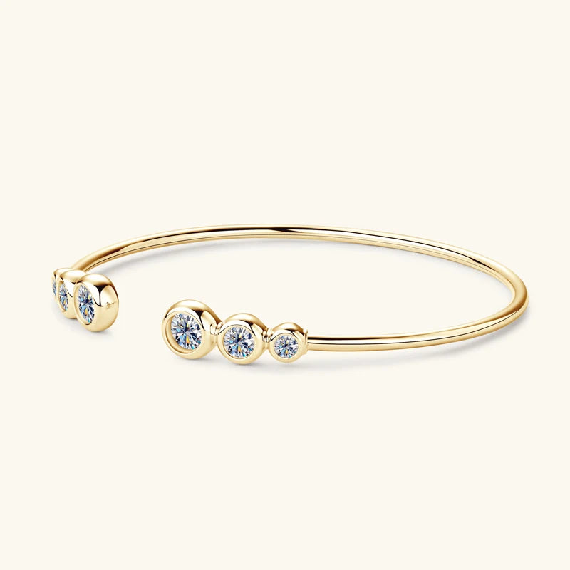 Anziw Simple Open Ended Bracelets Cuff Silver 925 D Color Moissanite Bracelet Bangle for Women Luxury Gold Plated Charm Jewelry