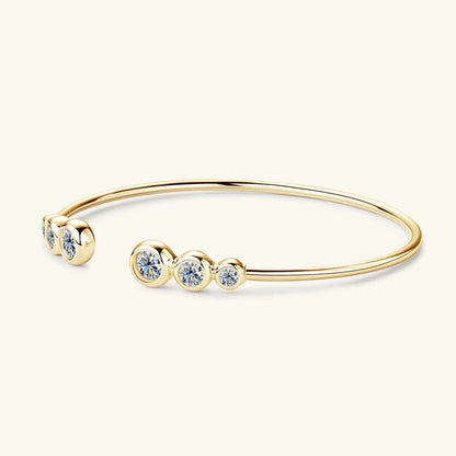 Anziw Simple Open Ended Bracelets Cuff Silver 925 D Color Moissanite Bracelet Bangle for Women Luxury Gold Plated Charm Jewelry