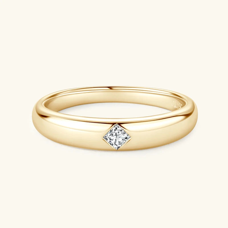 ANZIW 18k Gold Plated Wedding Ring 925 Silver D Color Princess Cut Square Moissanite Promise Bands for Women Certificate GRA