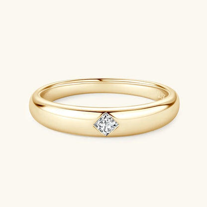 ANZIW 18k Gold Plated Wedding Ring 925 Silver D Color Princess Cut Square Moissanite Promise Bands for Women Certificate GRA
