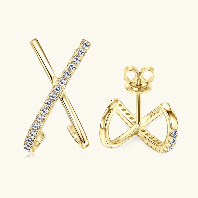 Anziw 2025 New Trend Moissanite Earrings 925 Silver Cross X Shape Stud Earrings for Women Daily Wear Fine Jewelry Gift Birthday