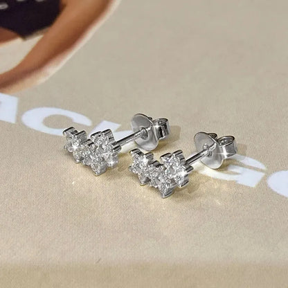 Anziw 2026 New D Color Moissanite Flower-Style Stud Earrings Lab Diamond Piercing Earrings For Women Valentine's Jewelry Gifts