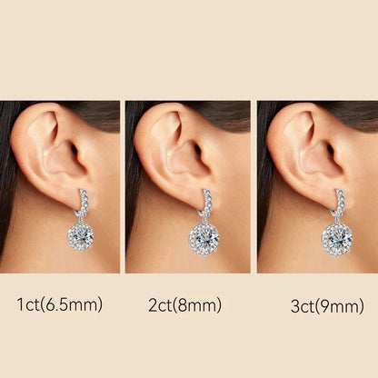 Anziw Real Sparkling 3.0 Ct D Moissanite Drop Hoop Earrings 100% 925 Silver Gold Plated 2.0ct Hanging Earring For Women Jewelry