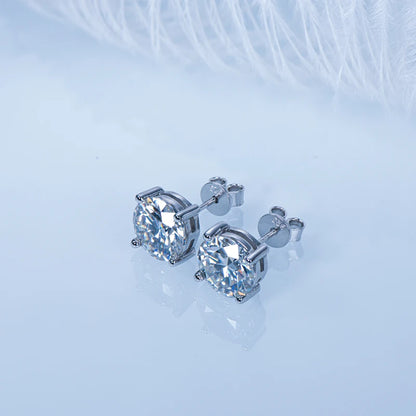 Anziw 2023 Trendy Stud Earrings for Women 100% 3-11mm 0.1-5.0ct D Color Moissanite 925 Sterling Silver Sparkling Wedding Jewelry