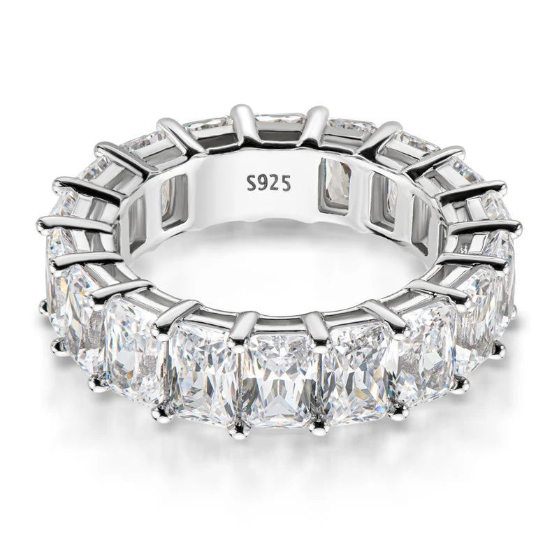 ANZIW 925 Sterling Silver Full Eternity Ring 6x4mm Radiant Cut 5A Zircon Band for Women Simulated Diamond Luxury Party Jewelry