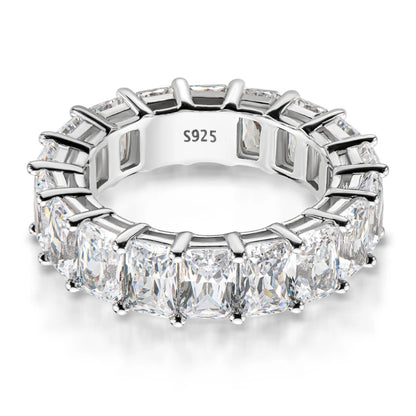 ANZIW 925 Sterling Silver Full Eternity Ring 6x4mm Radiant Cut 5A Zircon Band for Women Simulated Diamond Luxury Party Jewelry