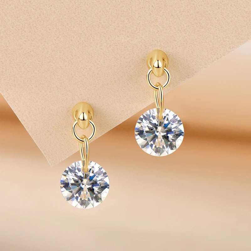 Anziw 925 Sterling Silver 6.5mm 2.0CTTW Moissanite Lab Diamond Drop Dangle Stud Earring for Women Wedding Jewelry Gifts 2026 New