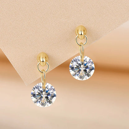 Anziw 925 Sterling Silver 6.5mm 2.0CTTW Moissanite Lab Diamond Drop Dangle Stud Earring for Women Wedding Jewelry Gifts 2026 New