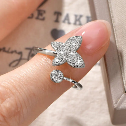 Anziw 14K Gold Filled Exquisite Butterfly Open Rings Micro Inlay Cubic Zirconia Ring for Women Wedding Party 2026 Tendy Jewelry