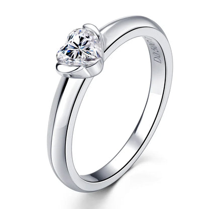 Anziw Rose Gold Color 0.5ct Heart Shaped Moissanite Solitaire Engagement Ring Silver 925 for Women Promise Wedding Bands Jewelry