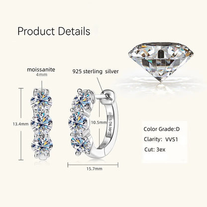 Anziw 14k Gold Plated Hoop Earrings for Women 3.5mm D Color 925 Sterling Silver Moissanite Diamond Huggie Earring Girls Jewelry