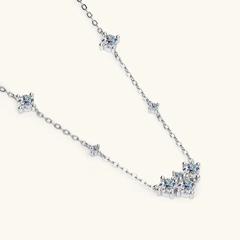 2025 New 4mm&2mm D Color Moissanite Pendant Necklace Plated 18K Gold 925 Silver Chain Jewelry Certified for Women Girl Gifts
