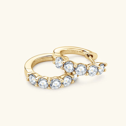 Anziw 14k Gold Plated Hoop Earrings for Women 3.5mm D Color 925 Sterling Silver Moissanite Diamond Huggie Earring Girls Jewelry