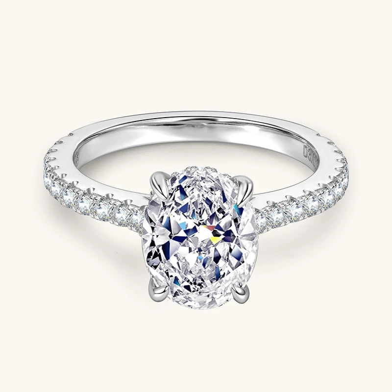Anziw Real 3.0CT D Oval Moissanite Promise Ring for Women 925 Sliver Engagement Wedding Finger Jewelry GRA Certified Rings S925