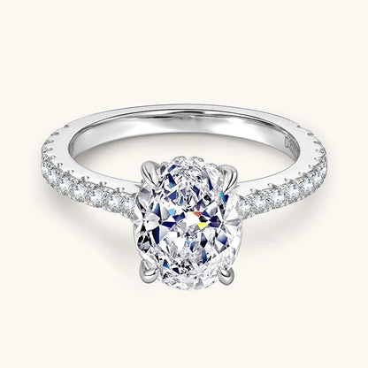 Anziw Real 3.0CT D Oval Moissanite Promise Ring for Women 925 Sliver Engagement Wedding Finger Jewelry GRA Certified Rings S925