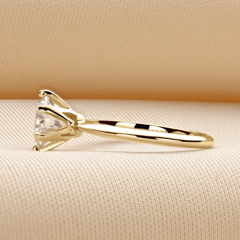 Anziw 3.0CT Moissanite Solitaire Ring Yellow Gold Plated 2CT Engagement Wedding Ring Band 925 Silver Certified Jewelry For Women