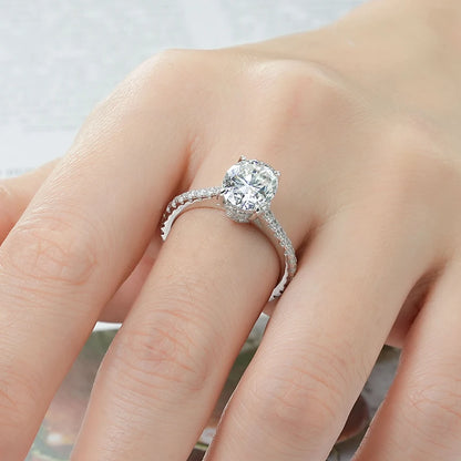 3CT Oval Cut Moissanite Ring for Women 925 Sterling Sliver Vintage Engagement Wedding Promise Band Finger Jewelry Certified Ring