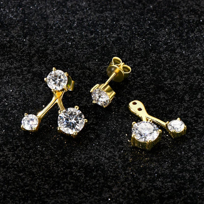 Anziw Trendy Dual Use Earrings Jackets 925 Sterling Silver D Color Moissanite Ear Jacket Studs for Women Jewelry Valentine Gifts