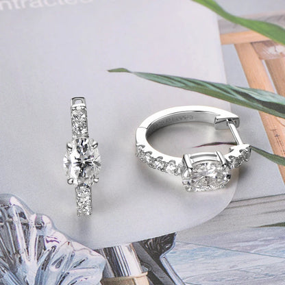 4.0cttw Oval Cut D Moissanite Jewelry Set Real 925 Silver Pendant Necklace and Luxury Hoop Earrings Sets for Women Trendy Gift