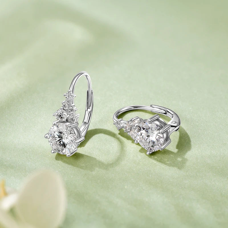 2025 New 2.23CTTW. Full D Moissanite Drop Hoop Earrings for Women 925 Silver Clip Earrings Wedding Fine Jewelry Gift 6.5mm 1.0CT