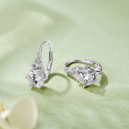 2025 New 2.23CTTW. Full D Moissanite Drop Hoop Earrings for Women 925 Silver Clip Earrings Wedding Fine Jewelry Gift 6.5mm 1.0CT