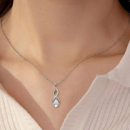 Anziw 7x10mm 2ct Pear Cut Moissanite Infinity Pendant Necklace for Women 925 Sterling Silver Adjustable Chain Fine Jewelry Gift