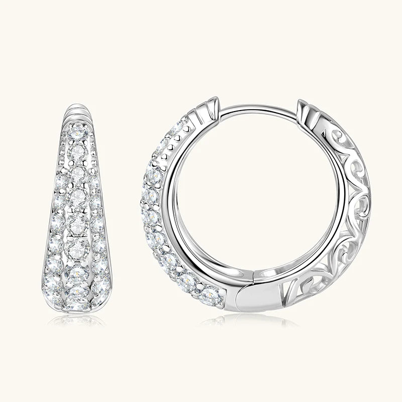 Anziw Micro Paved Full Moissanite Hoops Earrings Silver 925 Dazzling Diamond Ear Luxury Jewelry for Women Men Party Wedding Gift