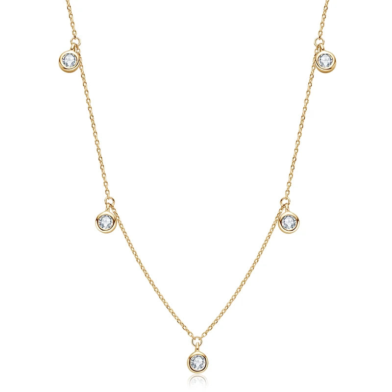 Anziw Luxury 2.5/4.0mm Moissanite Necklace for Women Original Silver 925 Chain Choker Fine Jewelry with Certificate 18''