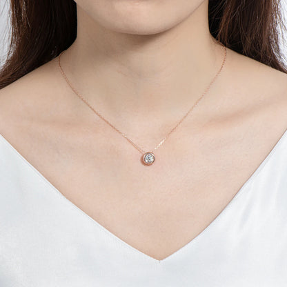 18K Yellow Rose Gold Plated 925 Silver 3CT 1-2CT 9mm Bezel Moissanite Pendant Necklace for Women Men Gift Birthday Anniversary