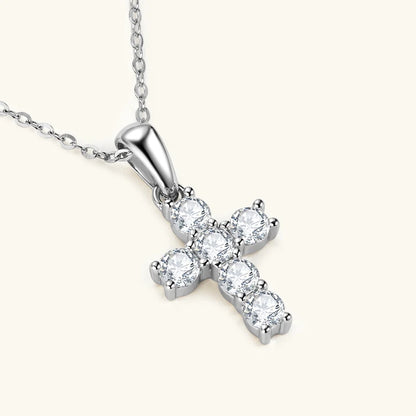 Anziw Classic Charm Cross Pendant Necklace 925 Sterling Silver Moissanite with Certificate  for Women Men Gifts Collar Jewelry