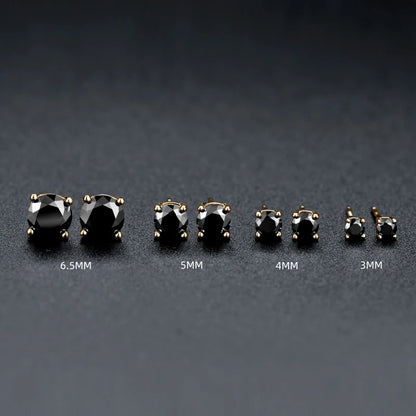 Anziw Sparkle Real Moissanite Black Stud Earrings Diamond 925 Silver Gold Ear Piercing Jewelry for Women Men Gifts 3mm/4mm/5mm