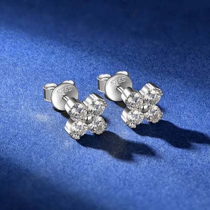 Trendy Clover Flower Stud Earrings 3mm D Moissanite Lab Diamond 100% Real 925 Silver Piercing Ear Jewelry for Women Gifts 2025