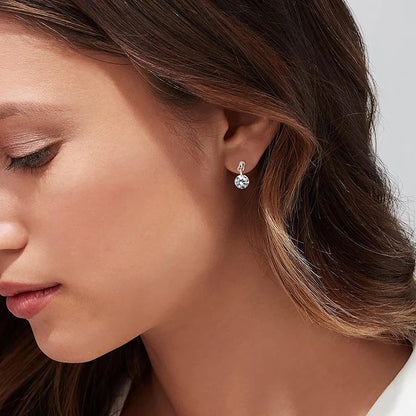 Anziw 925 Sterling Silver 6.5mm 2.0CTTW Moissanite Lab Diamond Drop Dangle Stud Earring for Women Wedding Jewelry Gifts 2026 New