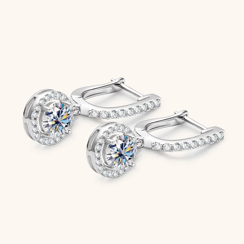 Anziw 2023 Women Hoops 925 Silver Gold Drop Earrings Dangle 1CT Real Moissanite Earring Original Certified Wedding Jewelry Gifts