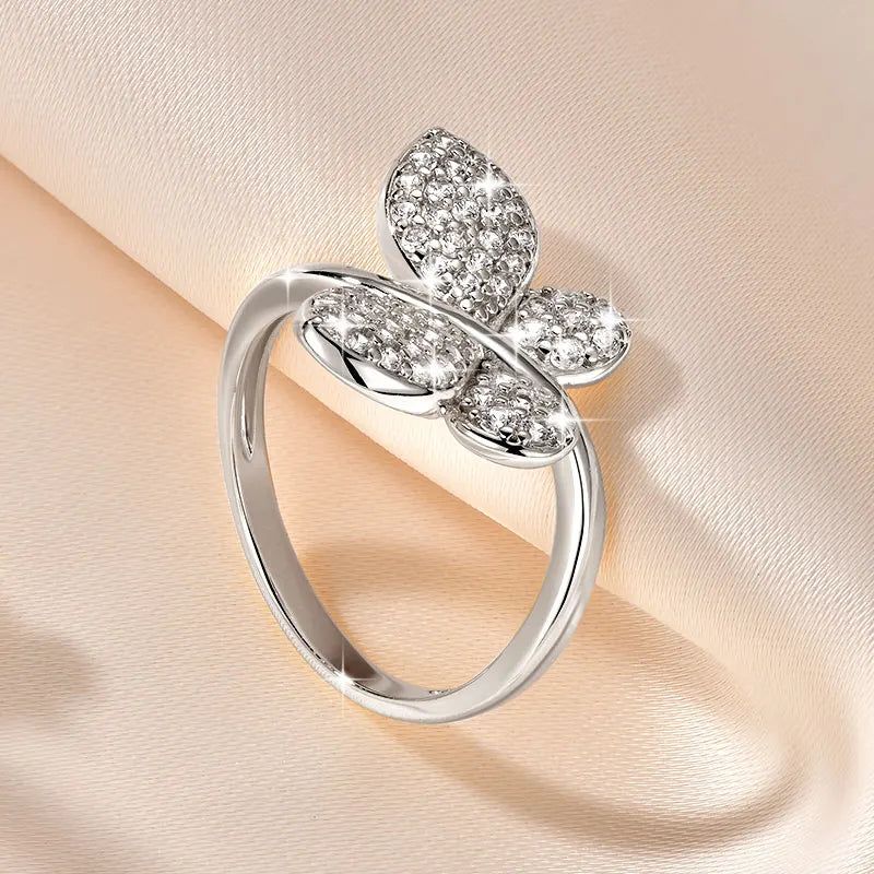 Anziw 2026 New Tendy Cubic Zirconia For Women Butterfly Engagement Ring 14K Gold Filled Ring Birthday Valentine Jewelry Gifts