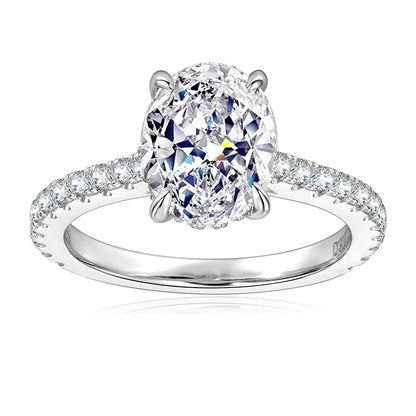Anziw Real 3.0CT D Oval Moissanite Promise Ring for Women 925 Sliver Engagement Wedding Finger Jewelry GRA Certified Rings S925