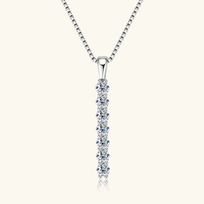 Anziw 2.8mm 0.56ctw. Moissanite Pendant Necklace for Women 925 Silver Adjustable Chain 7-stone Bar Necklaces Trend Jewelry Gifts