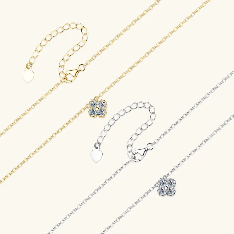 Lucky 3mm 0.1ct Moissanite Clover Flower Pendant Necklace for Women 100% Silver S925 Adjustable Chain Cute Charm Jewelry Gifts