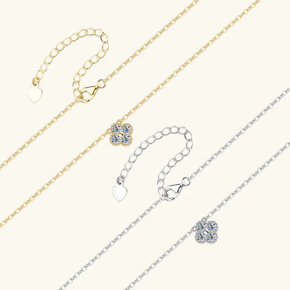 Lucky 3mm 0.1ct Moissanite Clover Flower Pendant Necklace for Women 100% Silver S925 Adjustable Chain Cute Charm Jewelry Gifts