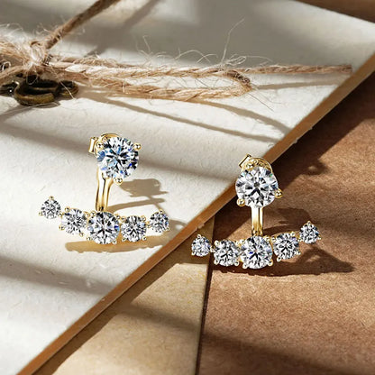 Anziw Trendy Dual Use Earrings Jackets 925 Sterling Silver D Color Moissanite Ear Jacket Studs for Women Jewelry Valentine Gifts